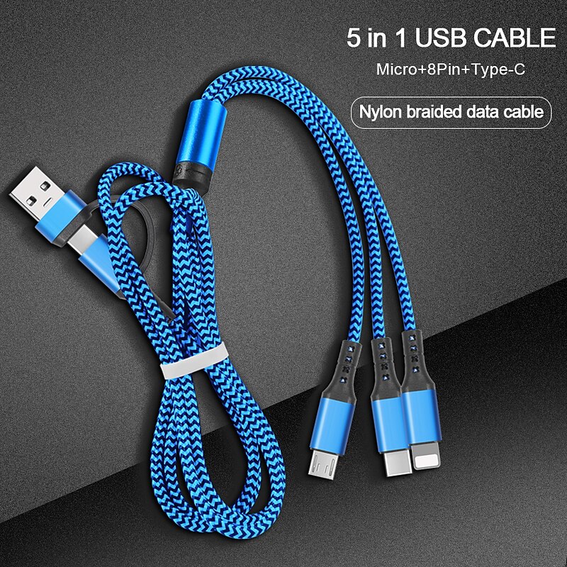 Multi Charging Cable 3.9ft USB A to Type C / Micro / IP 3 A Fast Charging Nylon Braided Durable 3 in 1 For Macbook iPad Samsung Phone Accessory3