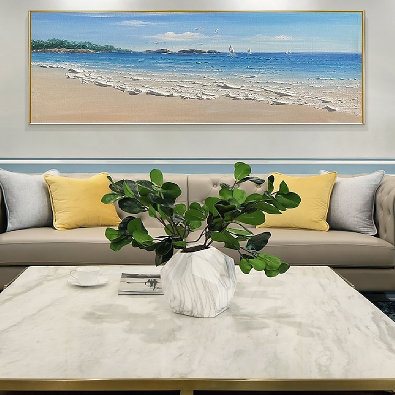Beach Handmade Oil Painting Wall Art Modern Abstract Ocean Landscape Home Decoration Decor Rolled Canvas No Frame Unstretched2