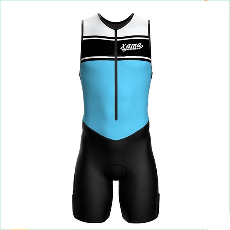 Men's Triathlon Tri Suit Sleeveless Triathlon Silver Light Yellow Black / Orange Graphic Bike Lycra Sports Graphic Clothing Apparel2