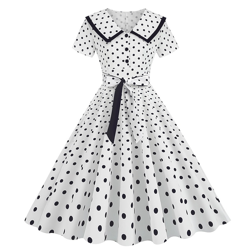 Polka Dots Retro Vintage 1950s Grease Outfits A Line Dress Rockabilly Swing Dress Polka Dot Fancy Dress Women's Casual Daily Adults' Dress Homecoming Dresses2