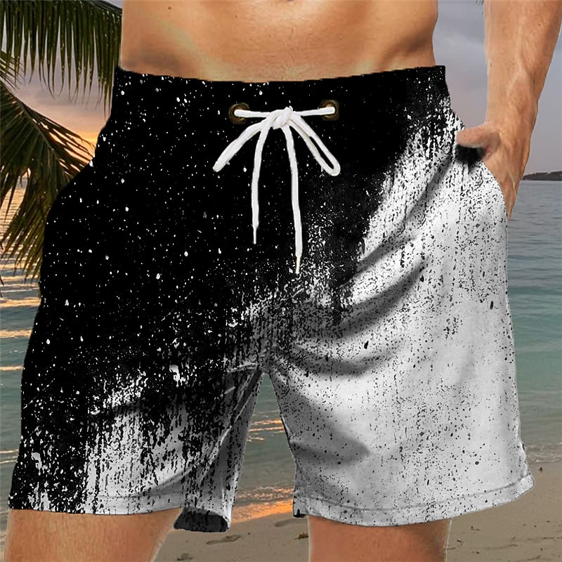 Men's Color Gradient Graphic Prints Swim Trunks Swim Shorts Board Shorts Mid Waist Hawaiian Boho Casual Daily Holiday Drawstring with Mesh lining Elastic Waist Designer Clothing Apparel