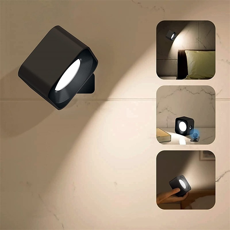 LED Wall Mounted Reading Lights Wall Sconces with 3 Color Temperatures & 3 Brightness Levels Rechargeable Battery Magnetic Ball 360Rotation Touch Control Lamps for Kids Study Bedside Closet