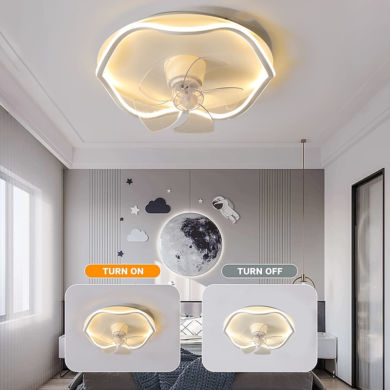 Ceiling Fan with Light App & Remote Control 50cm Dimmable 6 Speed Sputnik Design Projection Ceiling Fan Metal Modern Style Sputnik Painted Finishes LED Modern 110-240V3