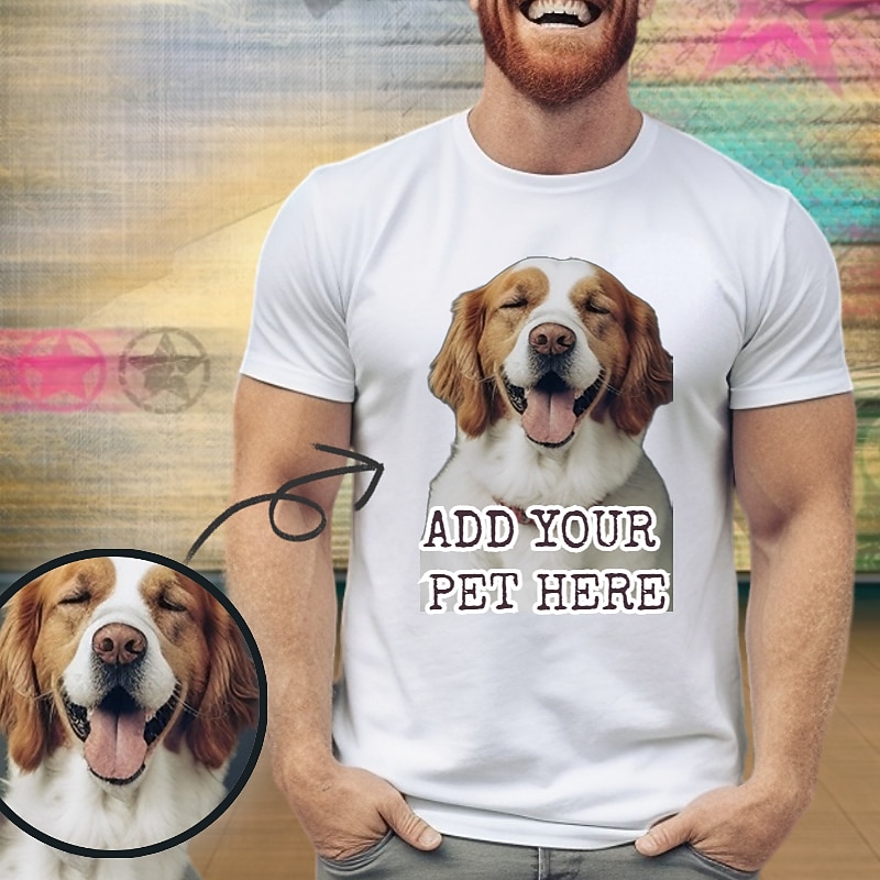 Custom Men's T shirt Cotton Personalized Photo Design Picture Text  Letter Graphic Prints Crew Neck Black White Red Blue Gray Short Sleeve Tee Sports Fashion Casual Summer