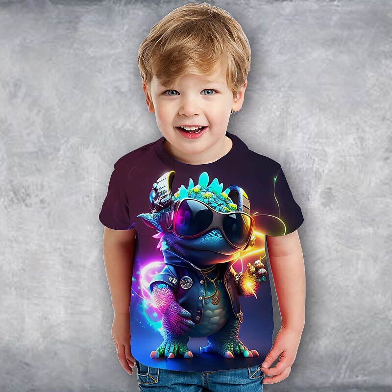 Boys 3D Cartoon Dinosaur T shirt Tee Short Sleeve 3D Print Summer Spring Active Sports Fashion Kids 3-12 Years Outdoor Casual Daily Regular Fit3