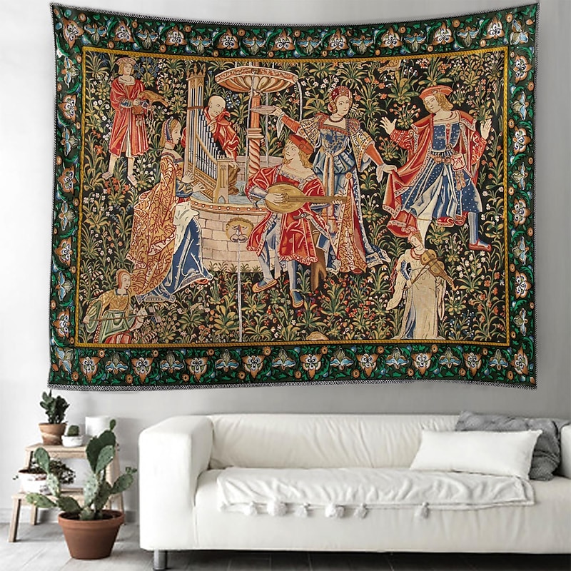 Medieval Painting Tapestry Middle Age Tapestry Wall Art Large Tapestry Mural Decor Photograph Backdrop Blanket Curtain Home Bedroom Living Room Decoration4