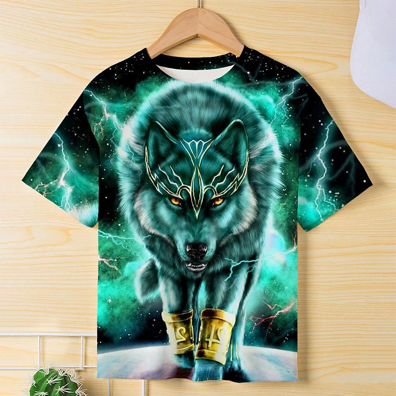 Boys 3D Graphic Animal Wolf T shirt Tee Short Sleeve 3D Print Summer Spring Active Sports Fashion Kids 3-12 Years Outdoor Casual Daily Regular Fit2