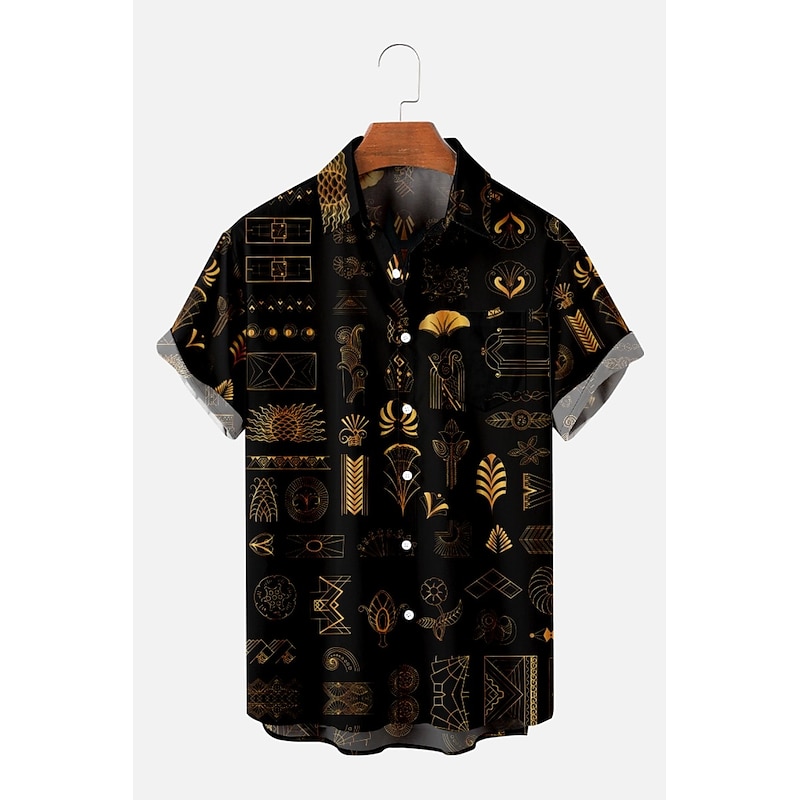 Men's Floral Mermaid Pirate Shirt Summer Hawaiian Shirt Aloha Shirt Short Sleeves Shirt Turndown Vintage Tropical Fashion Street Casual Hawaiian Apricot Black Yellow S M L4