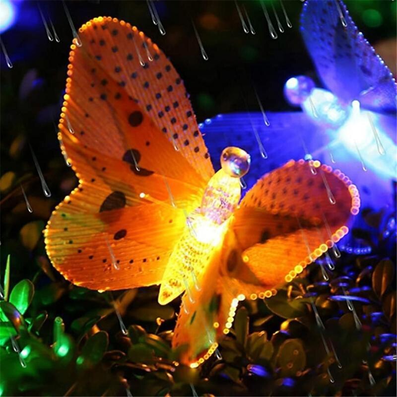 RGB Solar Butterfly Optical Fiber Fairy String Lamp Waterproof Outdoor Garden Holiday Decoration Lamp Birthday Party Atmosphere Lamp Garden Lawn Decoration Lamp2