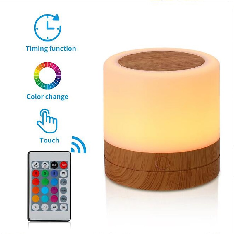 Night Light Touch Sensor Lamp Bedside Table Lamp for Kids Bedroom Rechargeable Dimmable Warm White Light + RGB Color Changing2
