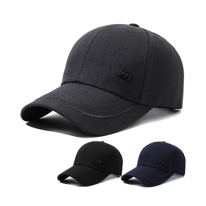Men's Baseball Cap Sun Hat Trucker Hat Black Dark Navy Polyester Adjustable Streetwear Stylish Casual Daily Outdoor clothing Holiday Plain Sunscreen Breathable