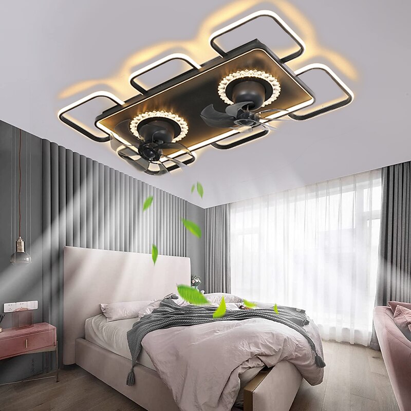 Ceiling Fan with Light App & Remote Control 101cm Dimmable 6 Wind Speeds Sputnik Design Projection Modern Ceiling Fan for Bedroom, Living Room, Small Room 110-240V