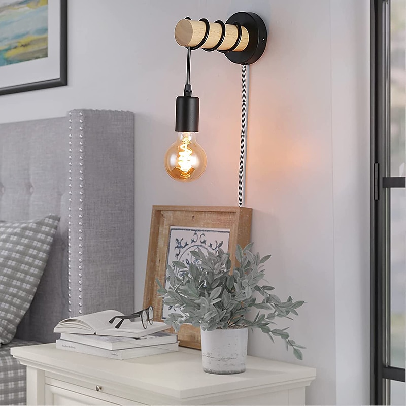 Wall Lamps Cute Creative Vintage Traditional Classic Wall Sconces Indoor Wall Lights Dining Room Shops  Cafes Wood Wall Light US Plug