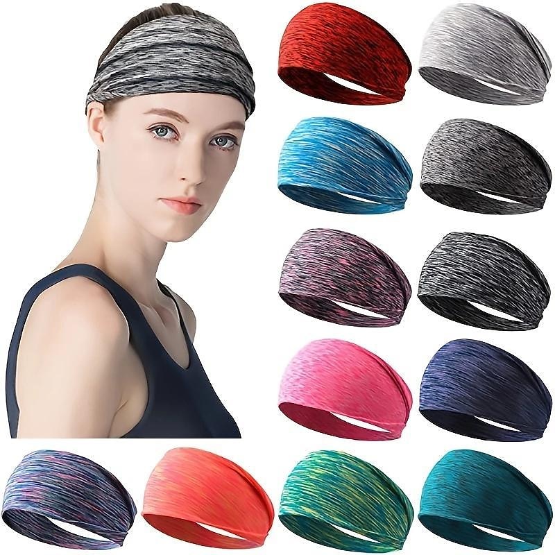 Mixed Color Sports Headband, Sporty Style Stretchy Anti-slip Sweat-absorbing Yoga Fitness Workout Hairband For Women2
