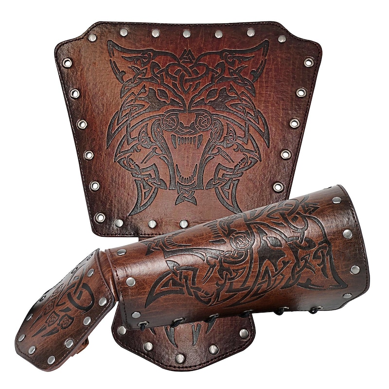 Warrior Knight Ritter Viking Celtic Knight Vintage Punk & Gothic Medieval Renaissance 17th Century Cosplay Costume Wristband Armband Arm Guards Bracers Men's Costume Vintage Cosplay Performance Stage2