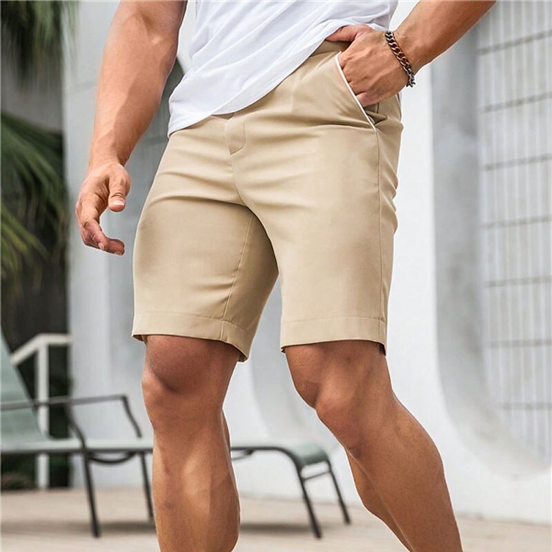 Men's Shorts Chino Shorts Bermuda shorts Work Shorts Pocket Straight Leg Plain Comfort Short Formal Work Casual 100% Cotton Streetwear Stylish Black White4