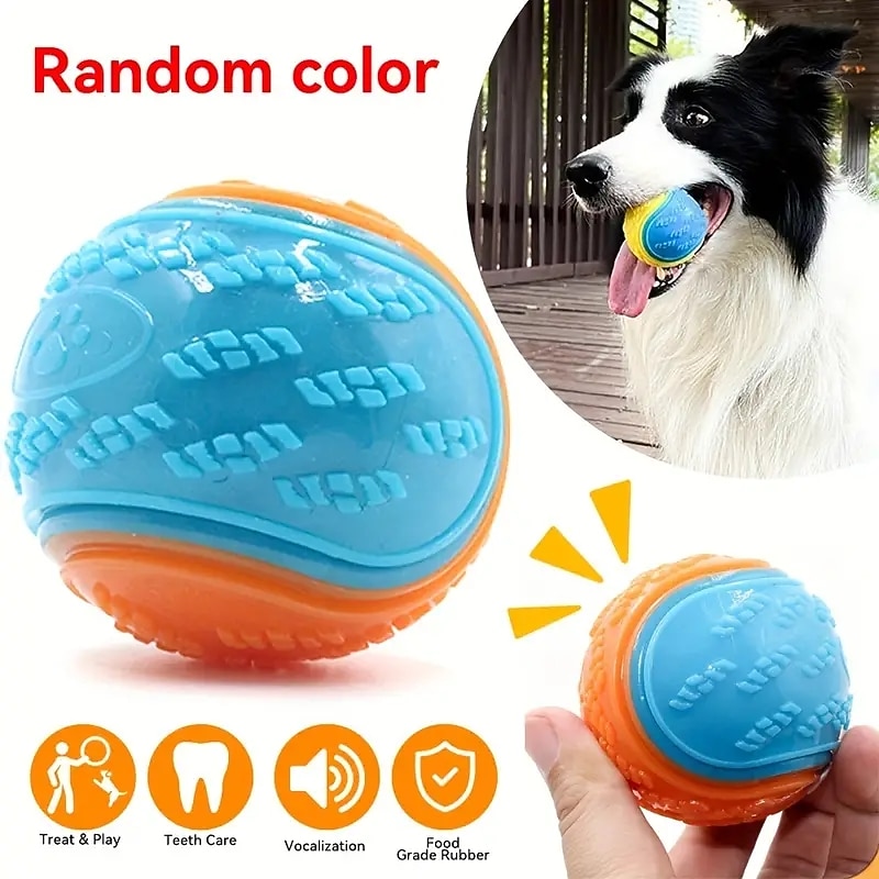 1pc Pet Dog Ball Toy Squeaky Toy For Dog Chew Toy Puppy Molar Toy Dog Interactive Toys Random Color