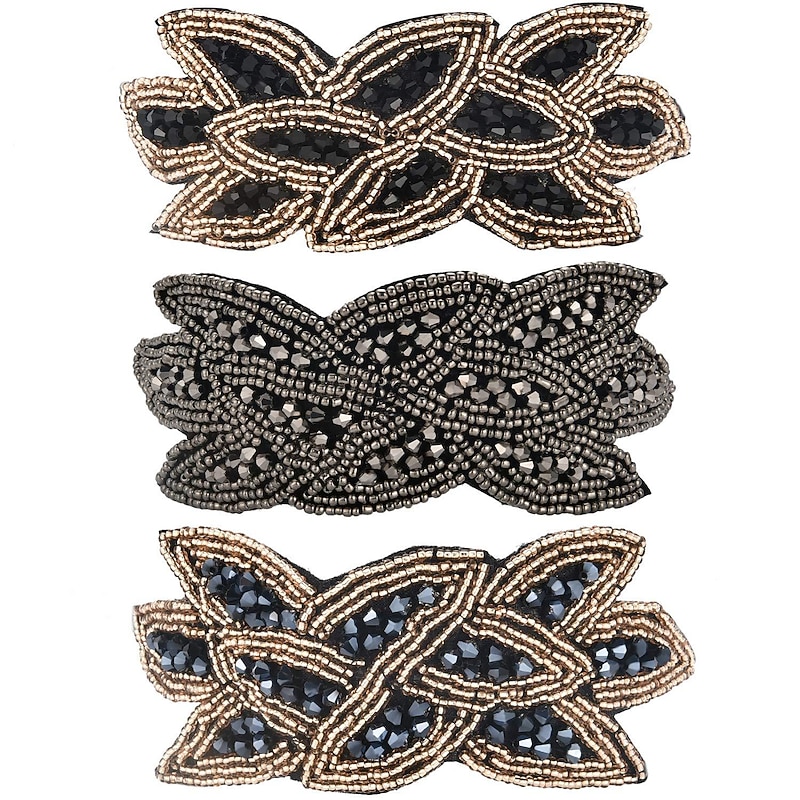 1920s Flapper Headbands for Women 20s Vintage Headpiece Rhinestone Beaded Leaf Hairband Hair Accessory2