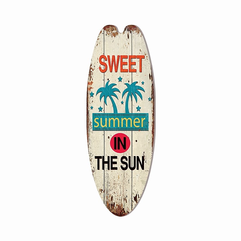 Summer Beach Ocean Theme Leisure Decoration Surfboard Wood Plaque Bar Home Wall Vintage Decoration Wood Plaque4