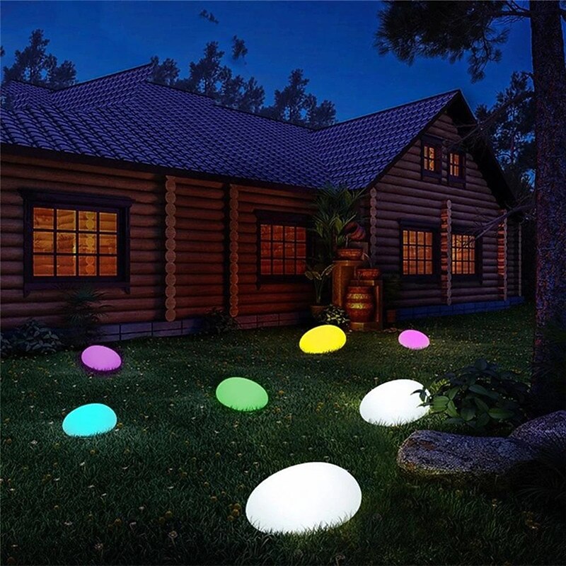 Solar Garden Lights Outdoor Glow Cobblestone Shape Lamp Garden Decor Light RGB Waterproof Landscape Night Lights for Lawn Patio Path Wedding2