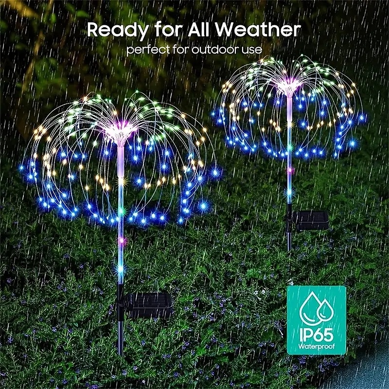 Solar Garden Lights Firework Lights Solar Lights Outdoor Waterproof with 8 Lighting Modes  for Garden Patio Yard Flowerbed Parties 90/120/150/180/200 LED Beads 4Pcs 2Pcs 1Pc4