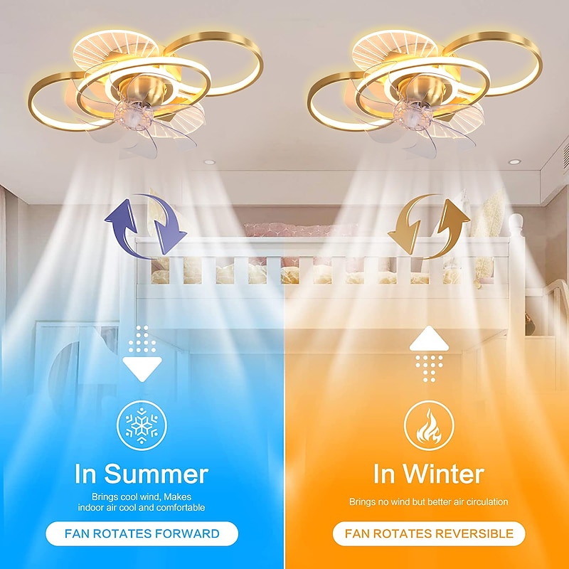 Ceiling Fan with Light Dimmable Circle Design Crystal 62cm 6 Wind Speeds Modern Ceiling Fan for Bedroom, Living Room App & Remote Control 110-240V2