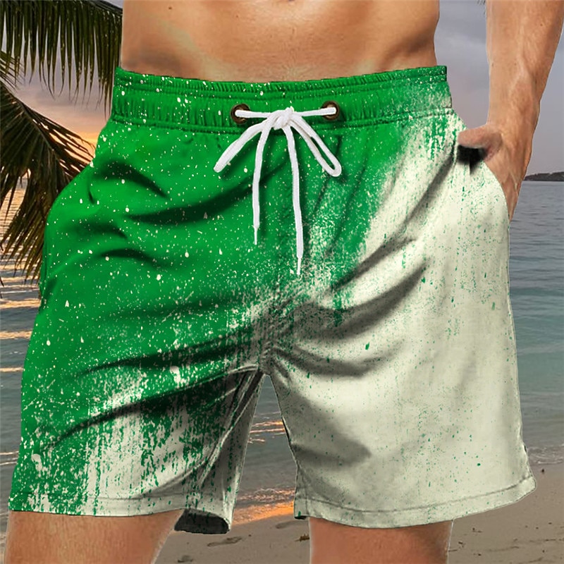 Men's Color Gradient Graphic Prints Swim Trunks Swim Shorts Board Shorts Mid Waist Hawaiian Boho Casual Daily Holiday Drawstring with Mesh lining Elastic Waist Designer Clothing Apparel2
