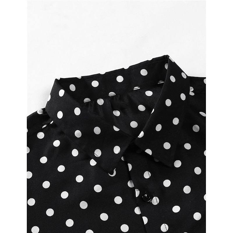 Men's Shirt Summer Shirt Casual Shirt Beach Shirt Button Up Shirt Black White Red Green Short Sleeve Polka Dot Lapel Vacation Daily Clothing Apparel Fashion Casual Comfortable4