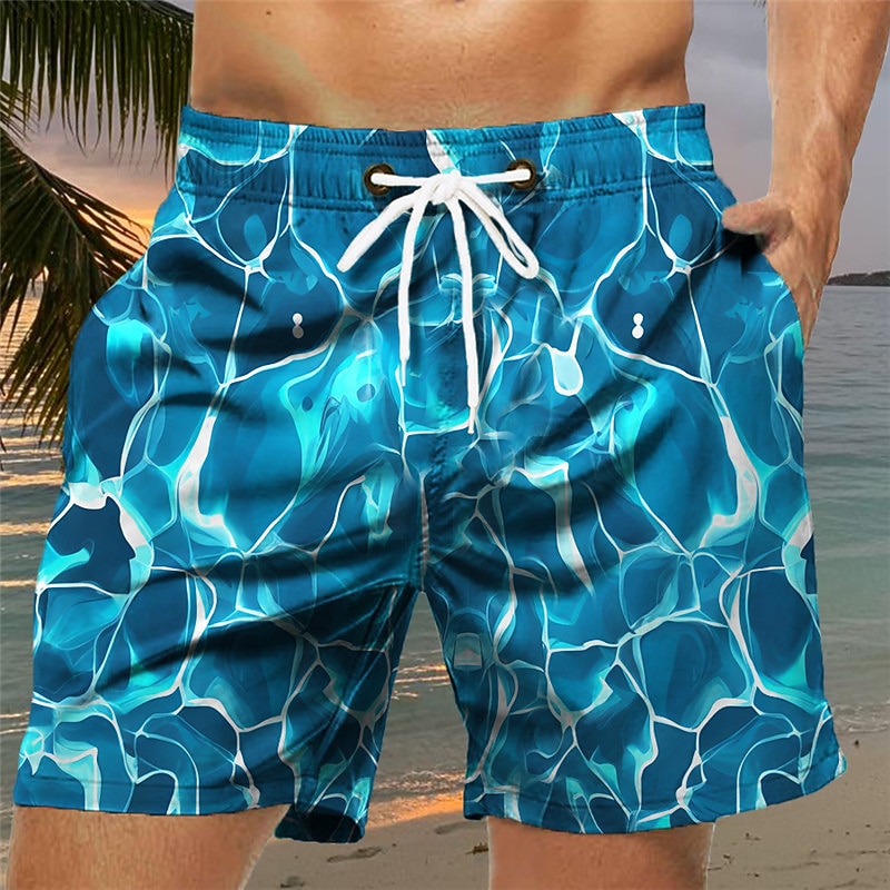 Men's Color Block Graphic Prints Swim Trunks Swim Shorts Board Shorts Mid Waist Hawaiian Boho Casual Daily Holiday Drawstring with Mesh lining Elastic Waist Designer Clothing Apparel