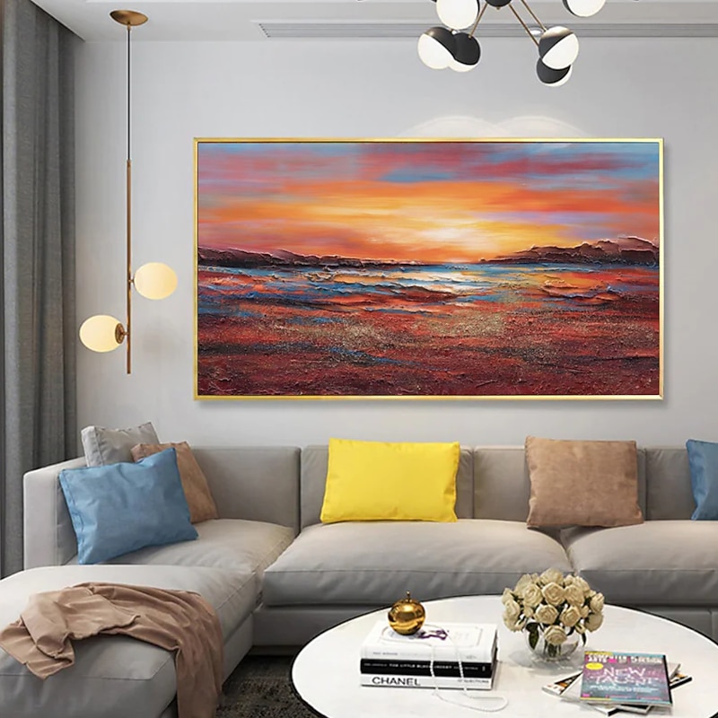 Oil painting hand-painted Mural Art Abstract Knife Painting Landscape Sea view Home Decoration Decorative Roll Canvas Frameless Unstretched3