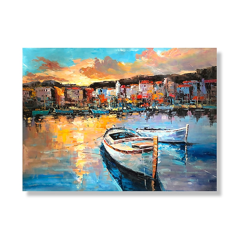 Handmade Oil Painting Canvas Wall Art Decoration Abstract View of the Fishing Song Town Landscape for Home Decor Rolled Frameless Unstretched Painting3