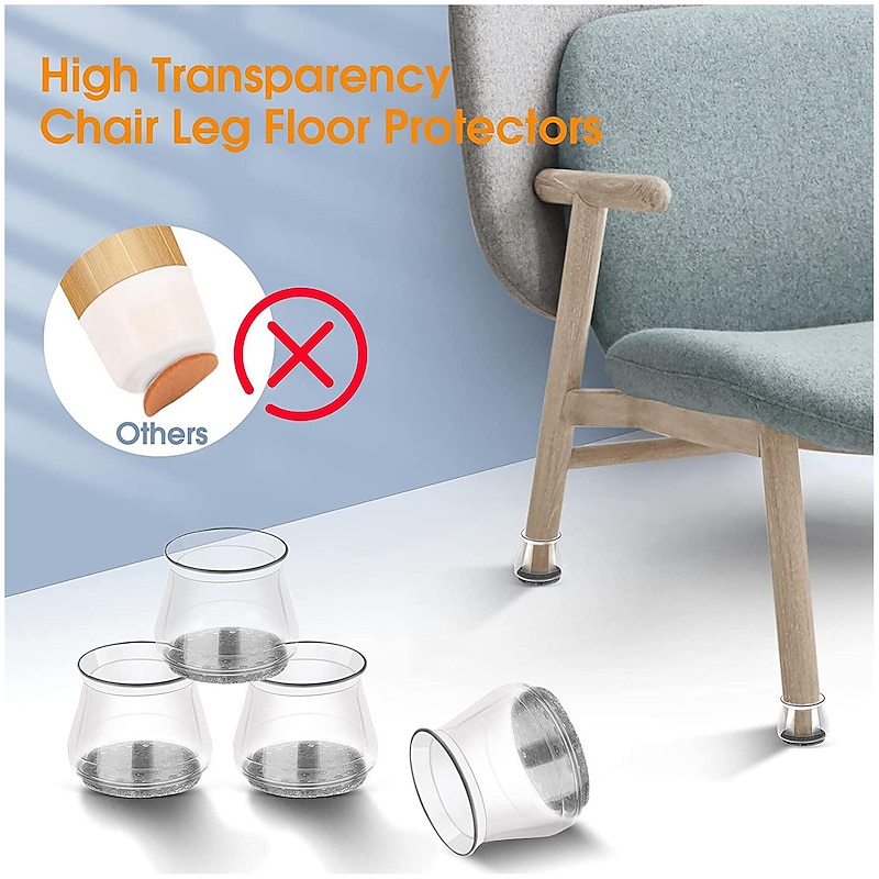 10 Pcs Chair Leg Floor Protectors Silicon Chair Leg Caps Free Moving Chair Leg Covers to Prevent Scratches and Noise3
