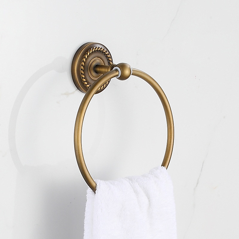 Brushed Brass Towel Holder Towel Ring Wall Mounted Antique Brass Toilet Towel Ring Bath  Hand Towel Holder Bathroom Accessories Bath Hardware4