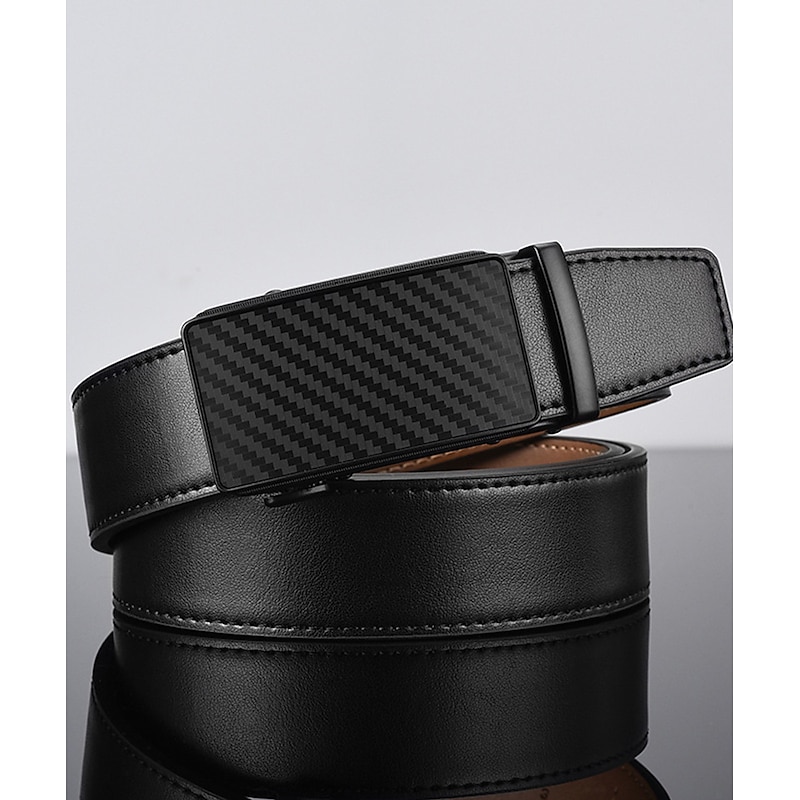 Men's Leather Belt 35mm Wide Ratchet Belt Dress Belt Black Cowhide Stylish Casual Gentleman Plain Meet Almost Any Occasion and Outfit4