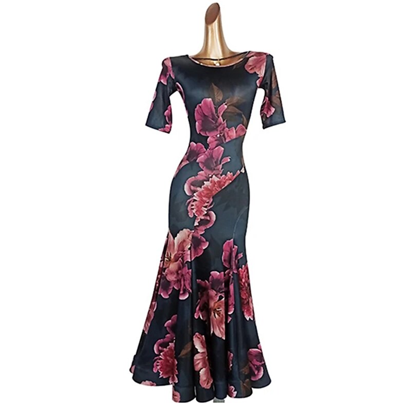 Elegant Ballroom Dress Clothes For Women Flower Print Competition Dancewear Standard Tango Waltz Modern Stage Costumes