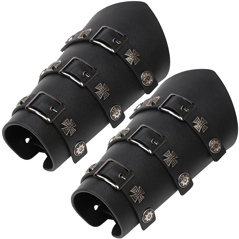 Retro Vintage Medieval Renaissance Armor Wristband Arm Guards Warrior Knight Ritter Viking Archery Fancy Dress Men's Viking Halloween Carnival Masquerade LARP Adults' Arm Guards4