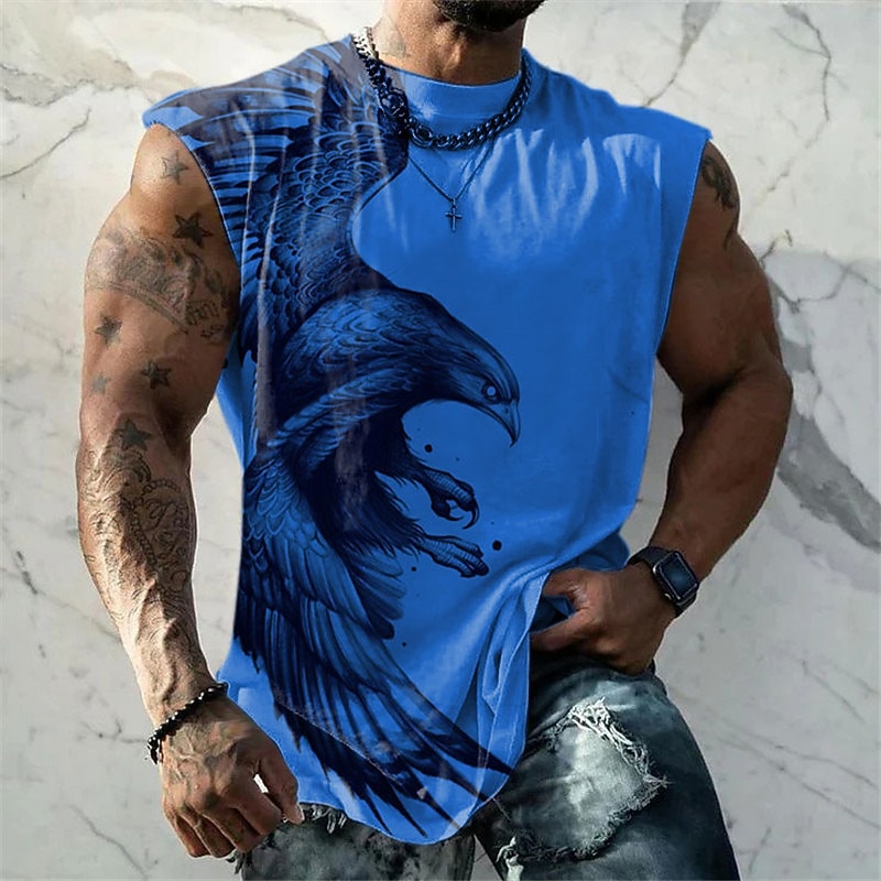 Men's Graphic Animal Vest Top Sleeveless T Shirt for Men Sleeveless Cap Sleeve T shirt 3D Print Crew Neck Shirt Fashion Designer Muscle Daily Sports Gym White Blue Red Spring & Summer Clothing Apparel3