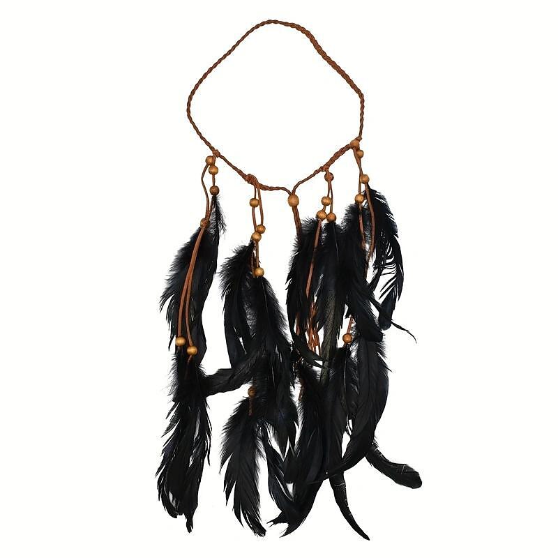 Boho Style Feather Hair Band Peacock Feather Head Band Indian Hand-woven Feather Headwear Hair Accessories3