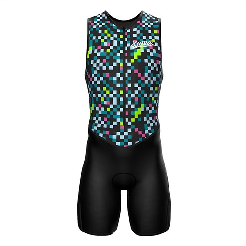 Men's Triathlon Tri Suit Sleeveless Triathlon Silver Light Yellow Black / Orange Graphic Bike Lycra Sports Graphic Clothing Apparel4