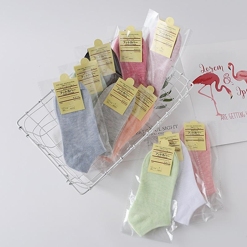 Unisex Colored Cotton Boat Socks Solid Color Short Socks3