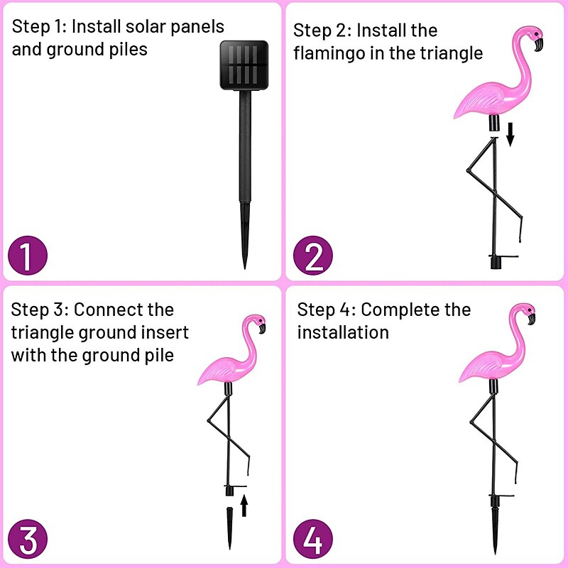 Garden Outdoor Flamingo LED Stake Lights Solar Powered Waterproof for Garden Lawn Patio Pond Backyard Decor4