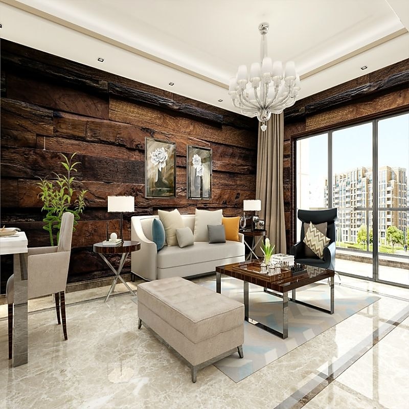 Mural Wallpaper Wall Sticker Covering Print Adhesive Required Faux Wood Plank Canvas Home Décor4