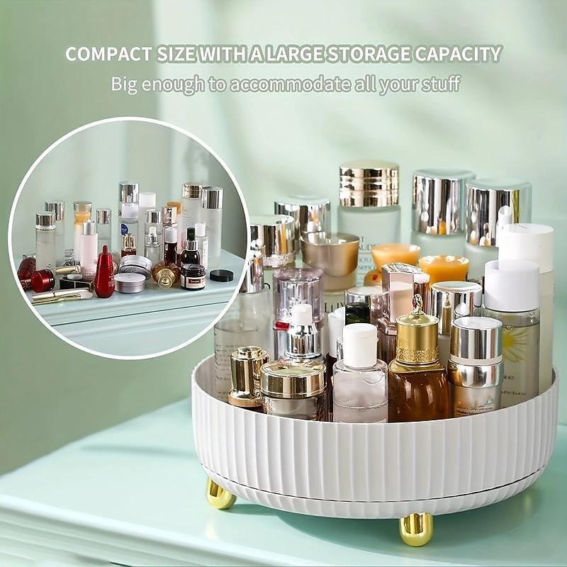 Rotating Storage Rack,Makeup Perfume Organizer, 360 Degree Rotating Cosmetic Desk Storage, Lotions Display Case, Round Gift Tray With Large Capacity, For Your Jewelry4