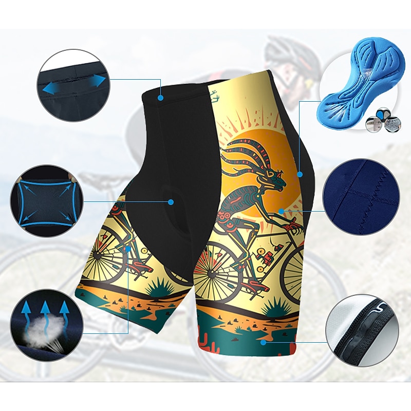 Men's Graphic Funny Cycling Shorts Bike Padded Shorts / Chamois Bottoms Mountain Bike MTB Road Bike Cycling Sports 3D Pad Quick Dry Moisture Wicking Breathable Yellow Pink Spandex Clothing Apparel2