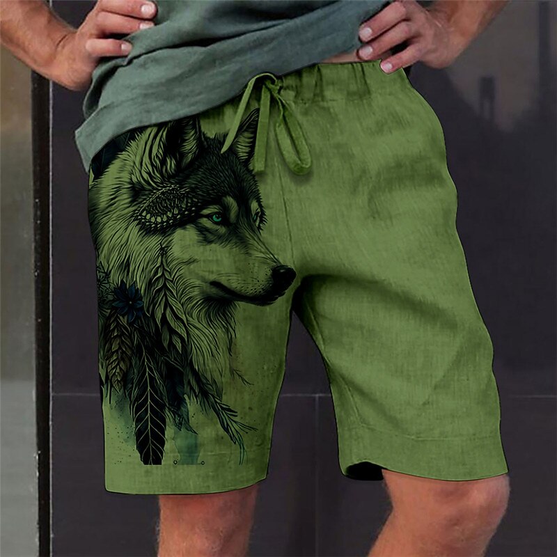 Men's Graphic Animal Wolf Shorts Summer Shorts Beach Shorts Mid Waist Streetwear Hawaiian Designer Casual Daily Holiday Drawstring Elastic Waist 3D Print Designer Clothing Apparel2