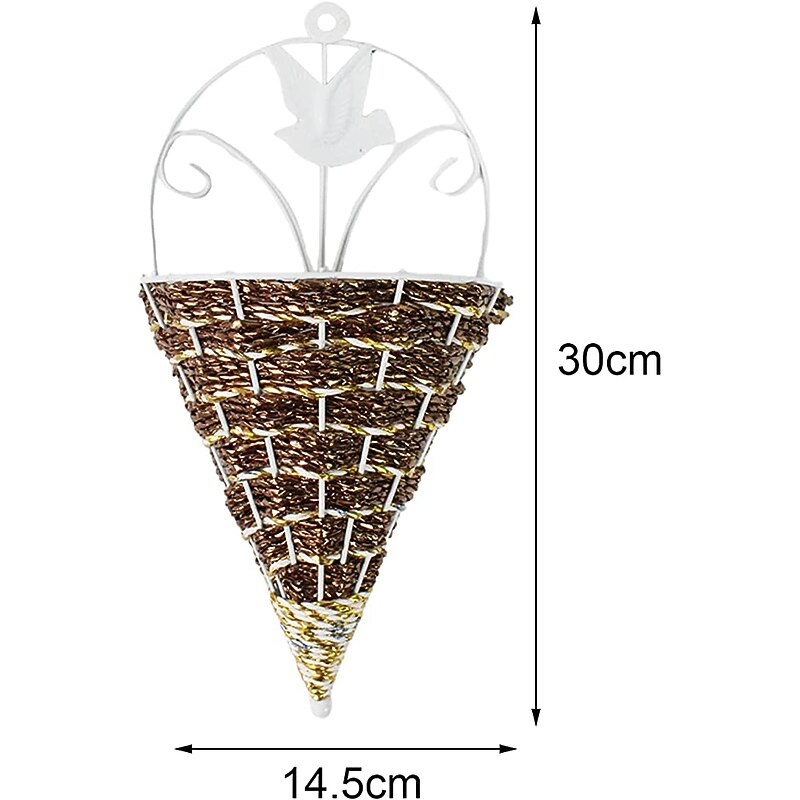 Mental Wall Art Artificial Vase Basket for Flower Arranging Triangle Wall Hanging Iron Rattan Wall Hanging Flower Holder Interior Decoration2