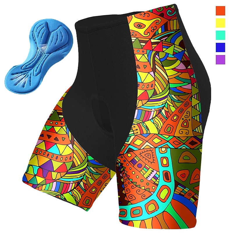 Men's Cycling Shorts Graphic Funny Bike Padded Shorts / Chamois Bottoms with 3 Rear Pockets Mountain Bike MTB Road Bike Cycling 3D Pad Quick Dry Moisture Wicking Breathable Sports Violet Yellow Blue