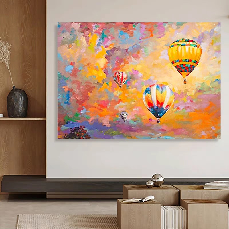 Mintura Handmade Hot Air Balloon Oil Paintings On Canvas Wall Art Decoration Modern Abstract Picture For Home Decor Rolled Frameless Unstretched Painting4