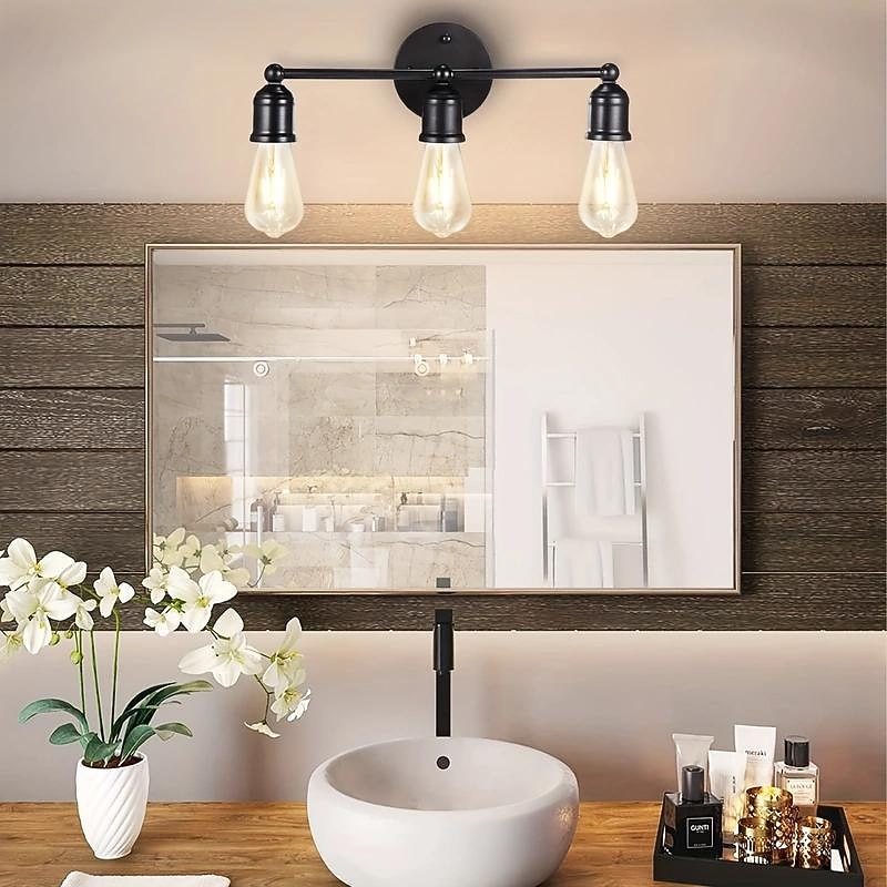 Modern Black Vanity Lighting Set 3-Light Bathroom Wall Sconces for Mirror Kitchen Bedroom & Living Room Wall Light Fixture3