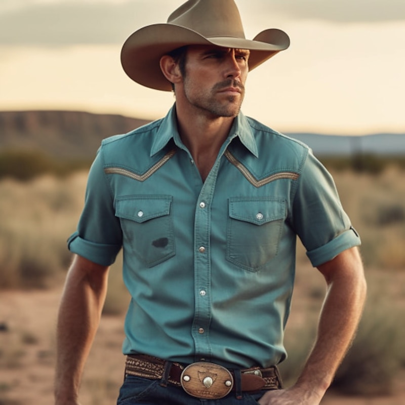 Men's Cowboy Shirt Western Shirt Cowboy Shirt Long Sleeve Fashion Designer Breathable Holiday Summer Spring Turndown Print Button-Down Yellow Purple Green Gray